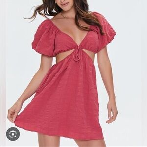 Forever 21 Cutout Puff Sleeve Mini Dress
